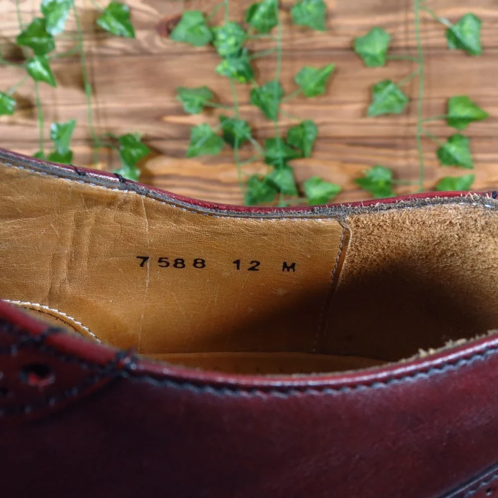 Mercanti Fiorentini 7588 Mens Oxford Shoes Size 12 Formal Dress Burgundy Leather